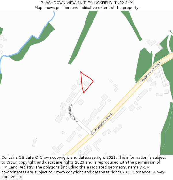 7, ASHDOWN VIEW, NUTLEY, UCKFIELD, TN22 3HX: Location map and indicative extent of plot