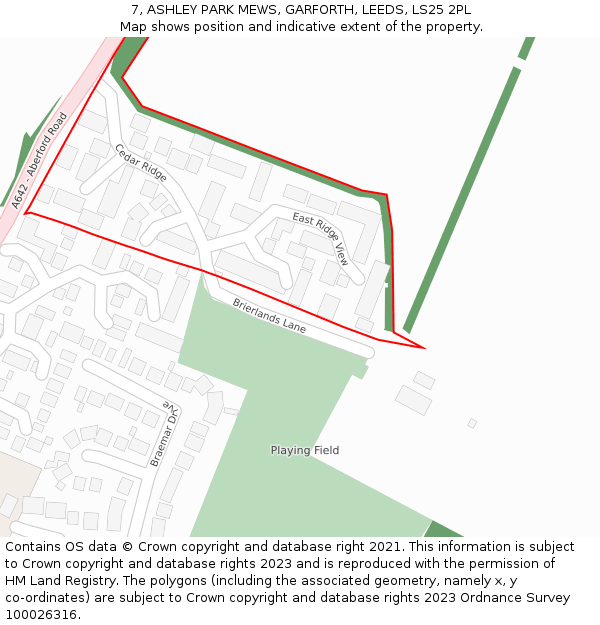 7, ASHLEY PARK MEWS, GARFORTH, LEEDS, LS25 2PL: Location map and indicative extent of plot