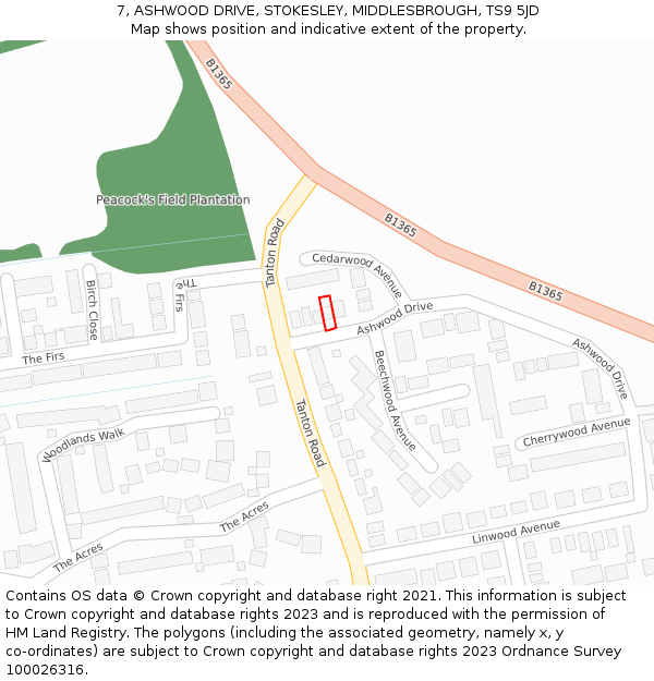 7, ASHWOOD DRIVE, STOKESLEY, MIDDLESBROUGH, TS9 5JD: Location map and indicative extent of plot