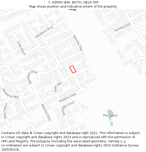 7, ASPEN WAY, BLYTH, NE24 3XP: Location map and indicative extent of plot