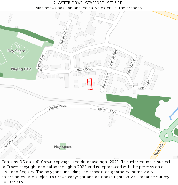 7, ASTER DRIVE, STAFFORD, ST16 1FH: Location map and indicative extent of plot