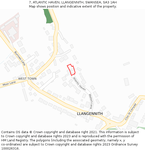 7, ATLANTIC HAVEN, LLANGENNITH, SWANSEA, SA3 1AH: Location map and indicative extent of plot