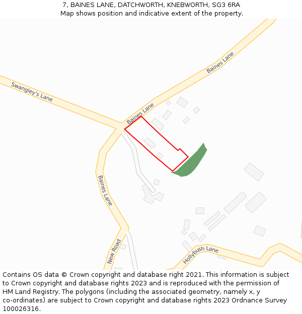 7, BAINES LANE, DATCHWORTH, KNEBWORTH, SG3 6RA: Location map and indicative extent of plot