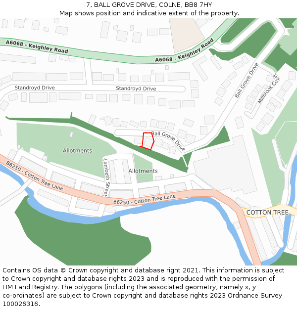 7, BALL GROVE DRIVE, COLNE, BB8 7HY: Location map and indicative extent of plot