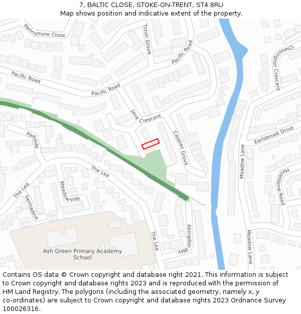 7, BALTIC CLOSE, STOKE-ON-TRENT, ST4 8RU: Location map and indicative extent of plot