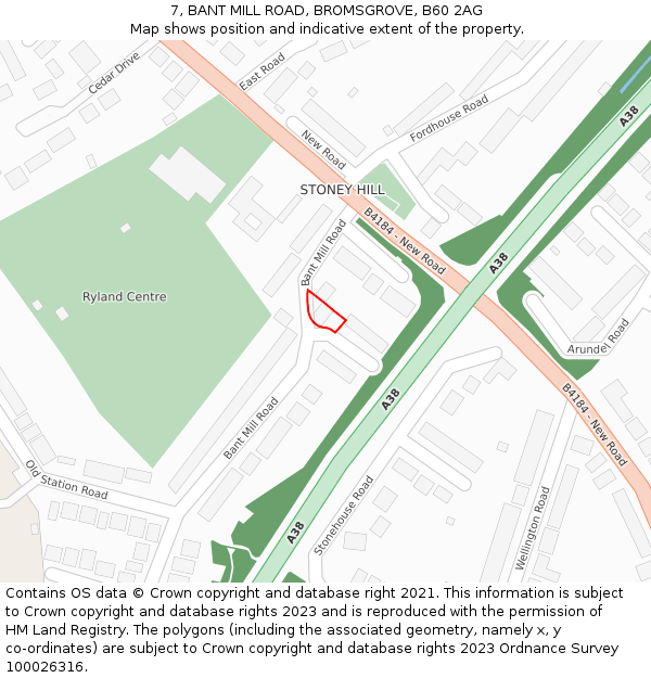 7, BANT MILL ROAD, BROMSGROVE, B60 2AG: Location map and indicative extent of plot