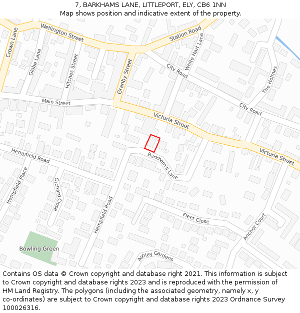 7, BARKHAMS LANE, LITTLEPORT, ELY, CB6 1NN: Location map and indicative extent of plot