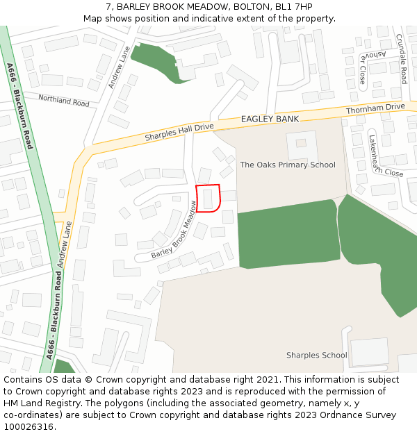 7, BARLEY BROOK MEADOW, BOLTON, BL1 7HP: Location map and indicative extent of plot