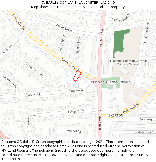 7, BARLEY COP LANE, LANCASTER, LA1 2NQ: Location map and indicative extent of plot