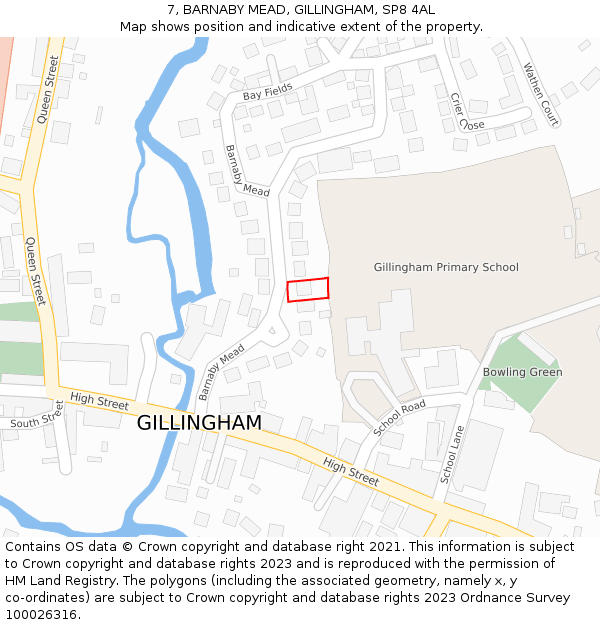 7, BARNABY MEAD, GILLINGHAM, SP8 4AL: Location map and indicative extent of plot