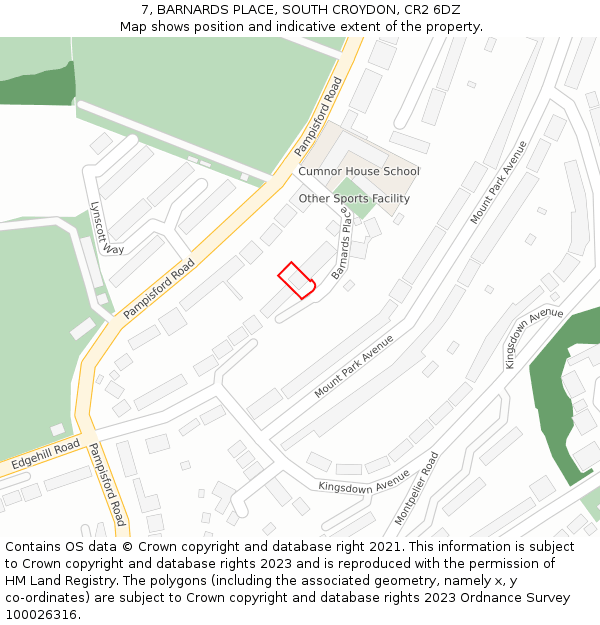 7, BARNARDS PLACE, SOUTH CROYDON, CR2 6DZ: Location map and indicative extent of plot