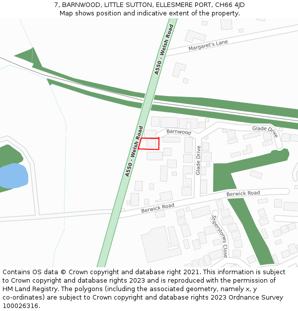 7, BARNWOOD, LITTLE SUTTON, ELLESMERE PORT, CH66 4JD: Location map and indicative extent of plot