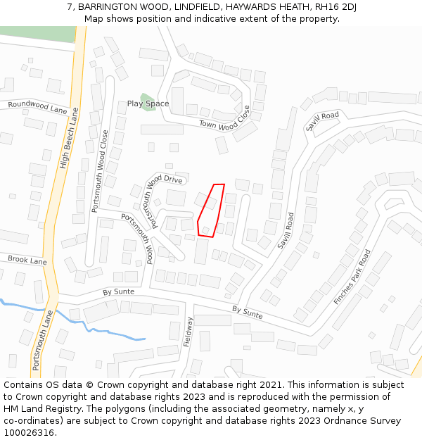 7, BARRINGTON WOOD, LINDFIELD, HAYWARDS HEATH, RH16 2DJ: Location map and indicative extent of plot