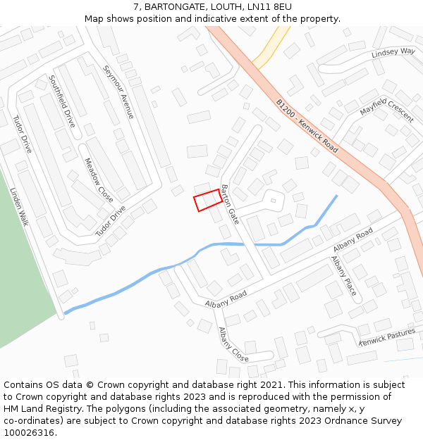 7, BARTONGATE, LOUTH, LN11 8EU: Location map and indicative extent of plot