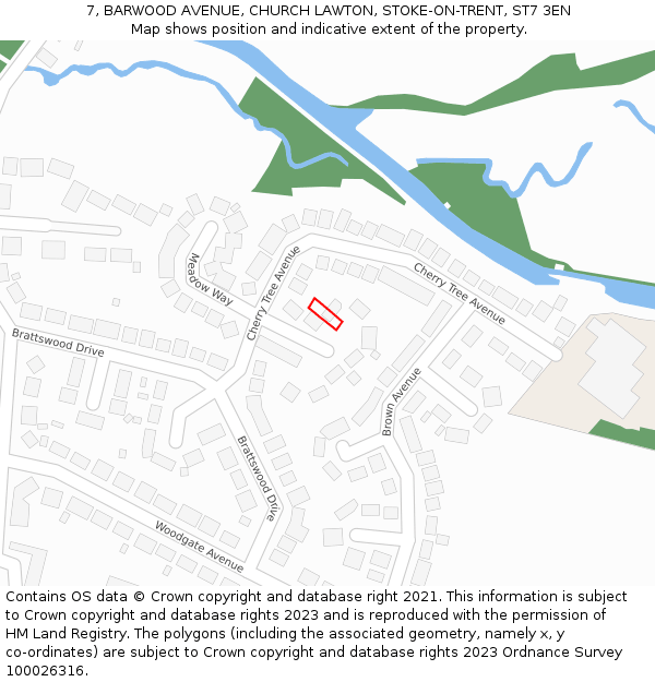 7, BARWOOD AVENUE, CHURCH LAWTON, STOKE-ON-TRENT, ST7 3EN: Location map and indicative extent of plot