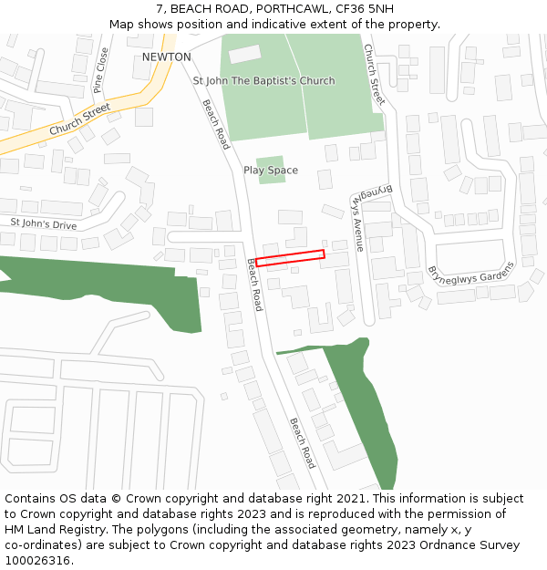 7, BEACH ROAD, PORTHCAWL, CF36 5NH: Location map and indicative extent of plot