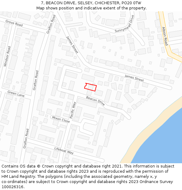 7, BEACON DRIVE, SELSEY, CHICHESTER, PO20 0TW: Location map and indicative extent of plot