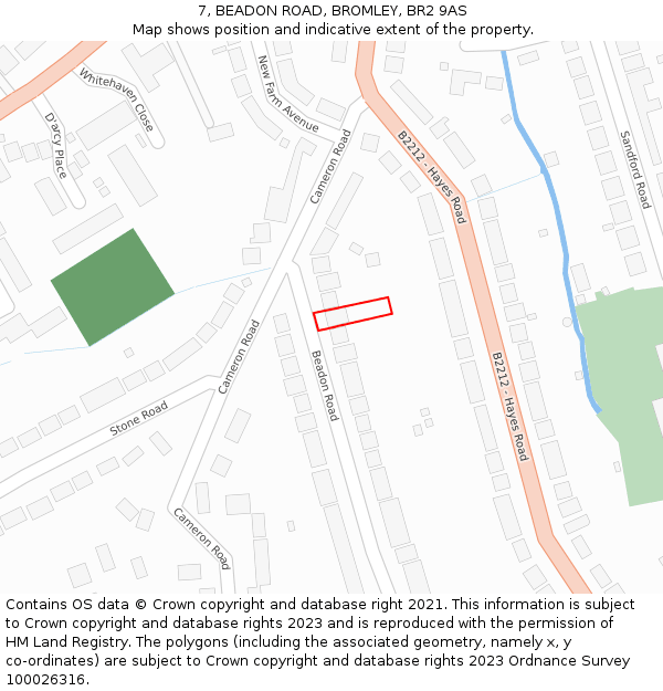 7, BEADON ROAD, BROMLEY, BR2 9AS: Location map and indicative extent of plot