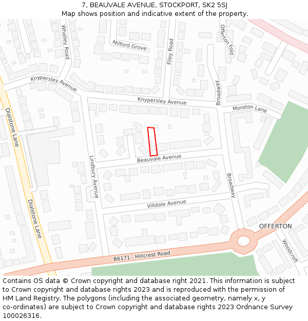 7, BEAUVALE AVENUE, STOCKPORT, SK2 5SJ: Location map and indicative extent of plot