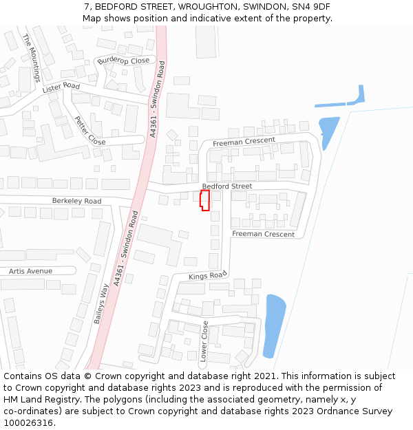 7, BEDFORD STREET, WROUGHTON, SWINDON, SN4 9DF: Location map and indicative extent of plot