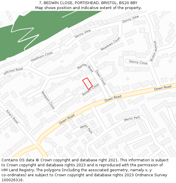 7, BEDWIN CLOSE, PORTISHEAD, BRISTOL, BS20 8BY: Location map and indicative extent of plot