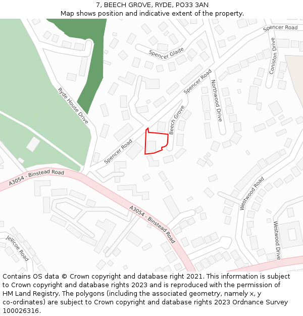 7, BEECH GROVE, RYDE, PO33 3AN: Location map and indicative extent of plot