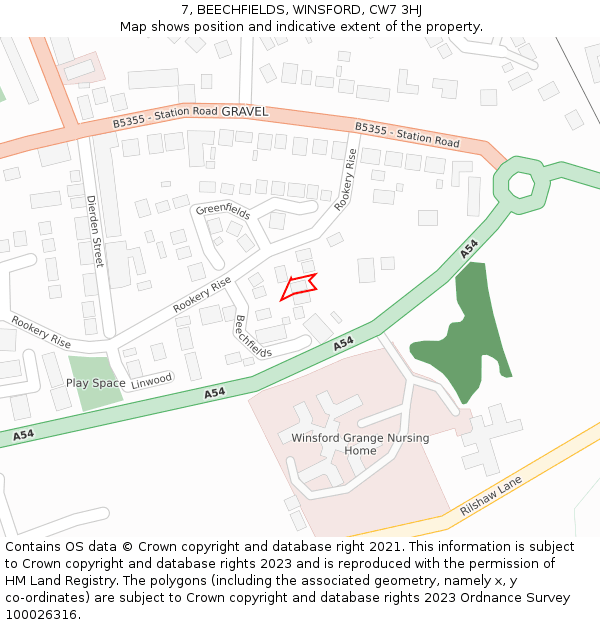 7, BEECHFIELDS, WINSFORD, CW7 3HJ: Location map and indicative extent of plot