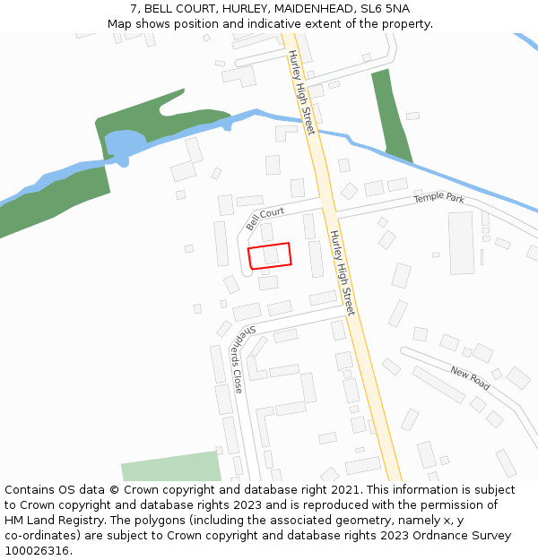 7, BELL COURT, HURLEY, MAIDENHEAD, SL6 5NA: Location map and indicative extent of plot