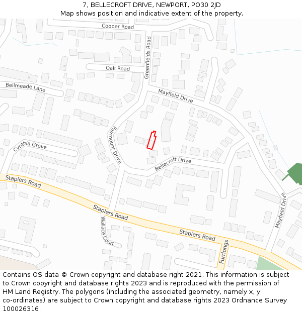 7, BELLECROFT DRIVE, NEWPORT, PO30 2JD: Location map and indicative extent of plot