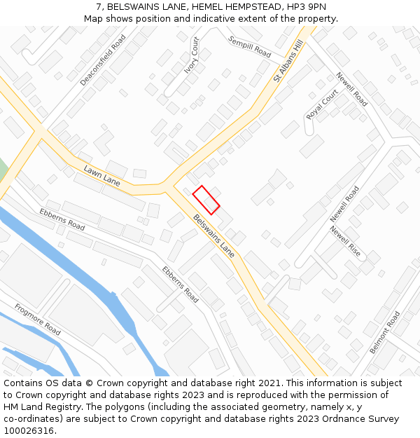 7, BELSWAINS LANE, HEMEL HEMPSTEAD, HP3 9PN: Location map and indicative extent of plot