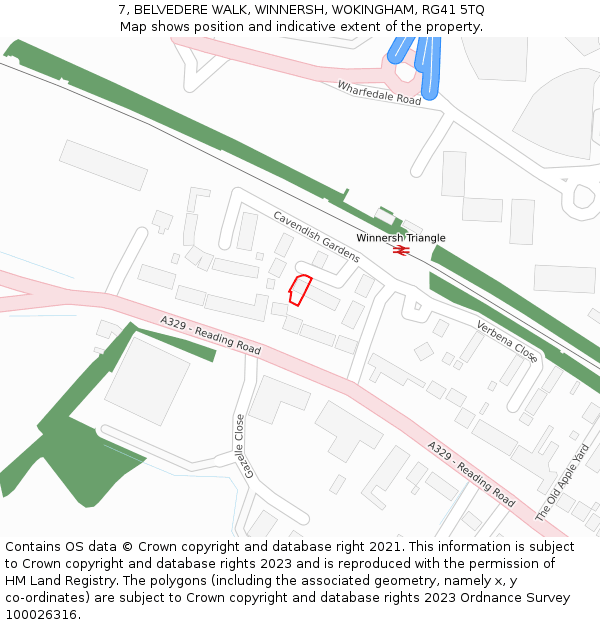 7, BELVEDERE WALK, WINNERSH, WOKINGHAM, RG41 5TQ: Location map and indicative extent of plot