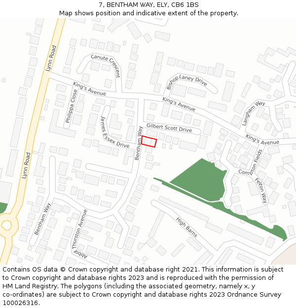 7, BENTHAM WAY, ELY, CB6 1BS: Location map and indicative extent of plot