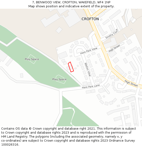 7, BENWOOD VIEW, CROFTON, WAKEFIELD, WF4 1NP: Location map and indicative extent of plot