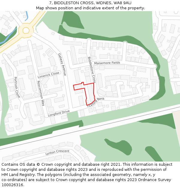 7, BIDDLESTON CROSS, WIDNES, WA8 9AU: Location map and indicative extent of plot