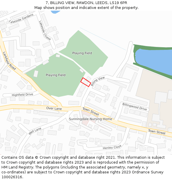 7, BILLING VIEW, RAWDON, LEEDS, LS19 6PR: Location map and indicative extent of plot
