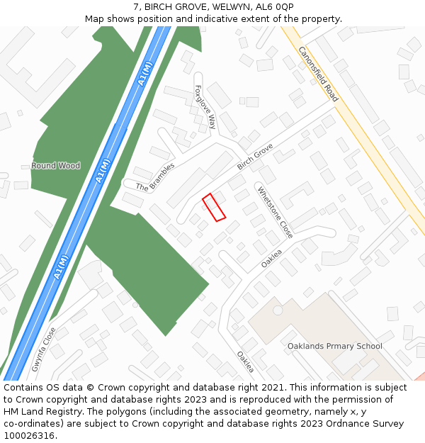 7, BIRCH GROVE, WELWYN, AL6 0QP: Location map and indicative extent of plot