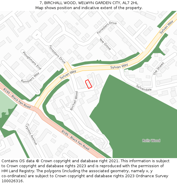7, BIRCHALL WOOD, WELWYN GARDEN CITY, AL7 2HL: Location map and indicative extent of plot