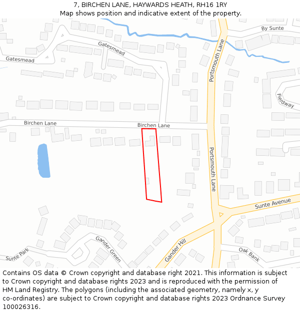 7, BIRCHEN LANE, HAYWARDS HEATH, RH16 1RY: Location map and indicative extent of plot