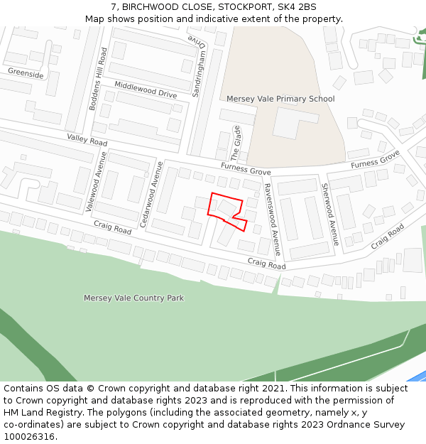7, BIRCHWOOD CLOSE, STOCKPORT, SK4 2BS: Location map and indicative extent of plot