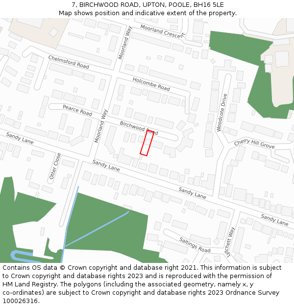 7, BIRCHWOOD ROAD, UPTON, POOLE, BH16 5LE: Location map and indicative extent of plot