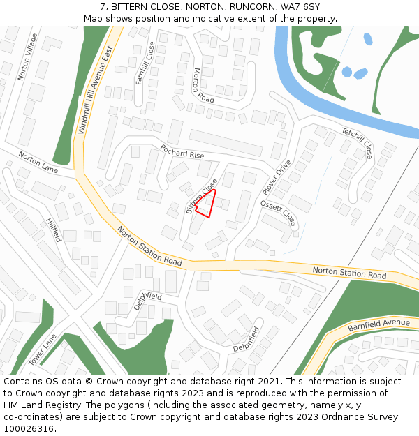 7, BITTERN CLOSE, NORTON, RUNCORN, WA7 6SY: Location map and indicative extent of plot