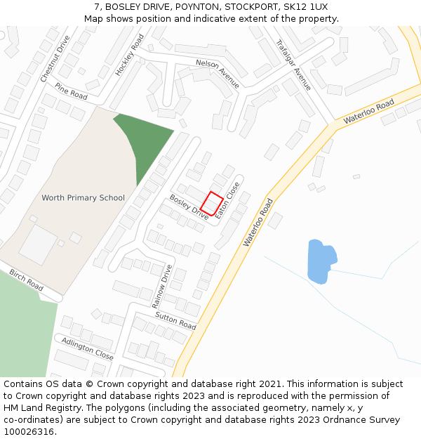 7, BOSLEY DRIVE, POYNTON, STOCKPORT, SK12 1UX: Location map and indicative extent of plot