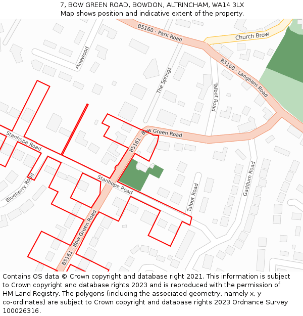 7, BOW GREEN ROAD, BOWDON, ALTRINCHAM, WA14 3LX: Location map and indicative extent of plot