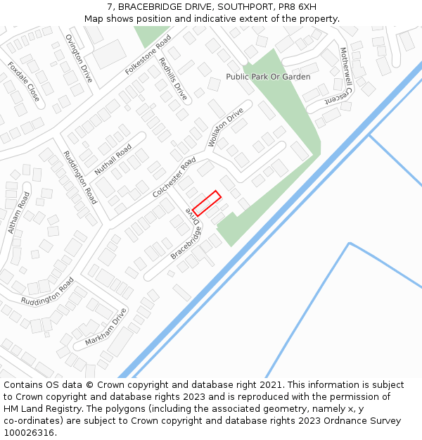 7, BRACEBRIDGE DRIVE, SOUTHPORT, PR8 6XH: Location map and indicative extent of plot