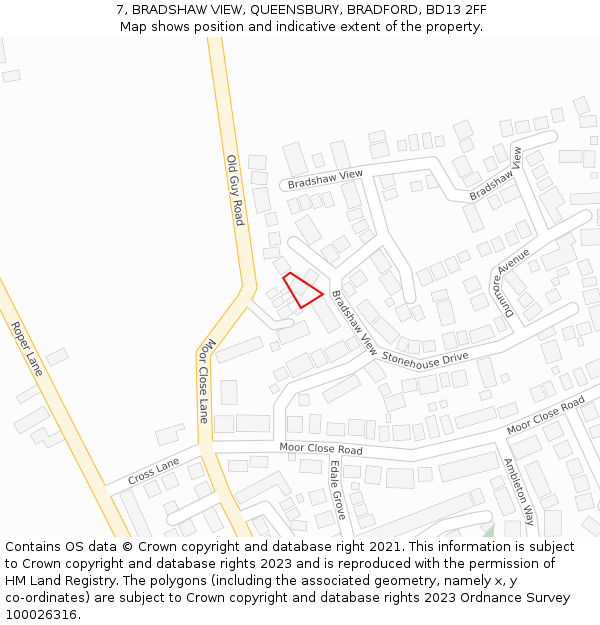 7, BRADSHAW VIEW, QUEENSBURY, BRADFORD, BD13 2FF: Location map and indicative extent of plot