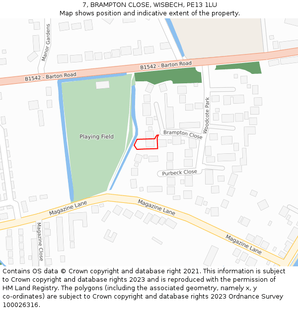 7, BRAMPTON CLOSE, WISBECH, PE13 1LU: Location map and indicative extent of plot