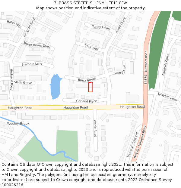 7, BRASS STREET, SHIFNAL, TF11 8FW: Location map and indicative extent of plot