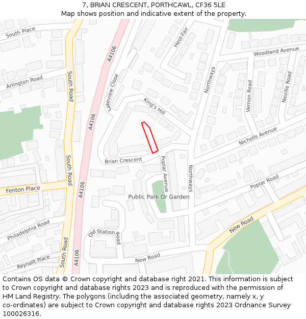 7, BRIAN CRESCENT, PORTHCAWL, CF36 5LE: Location map and indicative extent of plot
