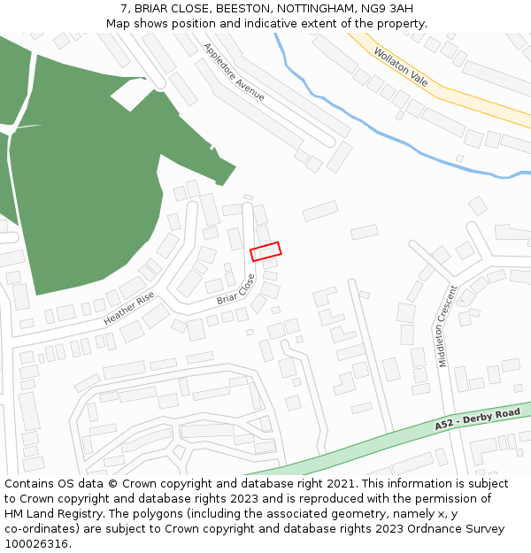 7, BRIAR CLOSE, BEESTON, NOTTINGHAM, NG9 3AH: Location map and indicative extent of plot