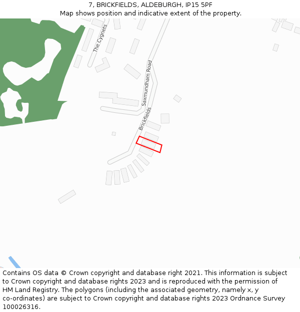 7, BRICKFIELDS, ALDEBURGH, IP15 5PF: Location map and indicative extent of plot